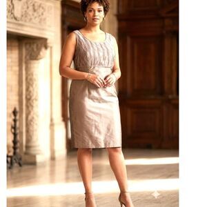 Dana Kay Metallic Taupe Sheath Dress